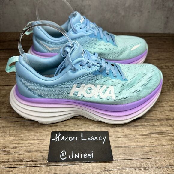 Hoka~Women's~Bondi 8 Teal/ Purple Running shoes~Size 7.5 D(Wide) - Picture 2 of 8